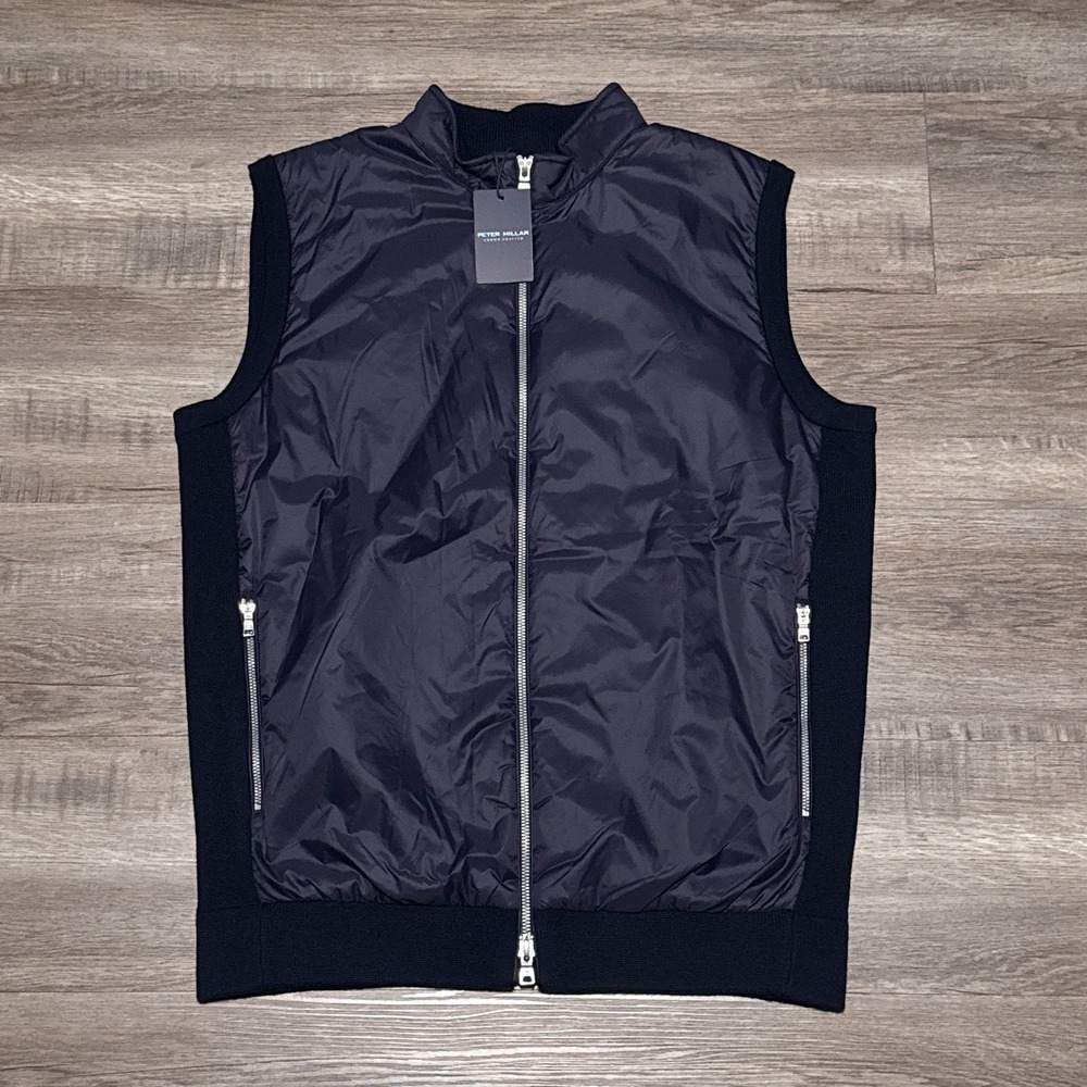 NEW Peter Millar Crown Crafted Men's Large Navy Holdridge Hybrid Sweater Vest L